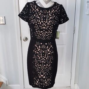 Anthropologie Maeve black laser cut dress